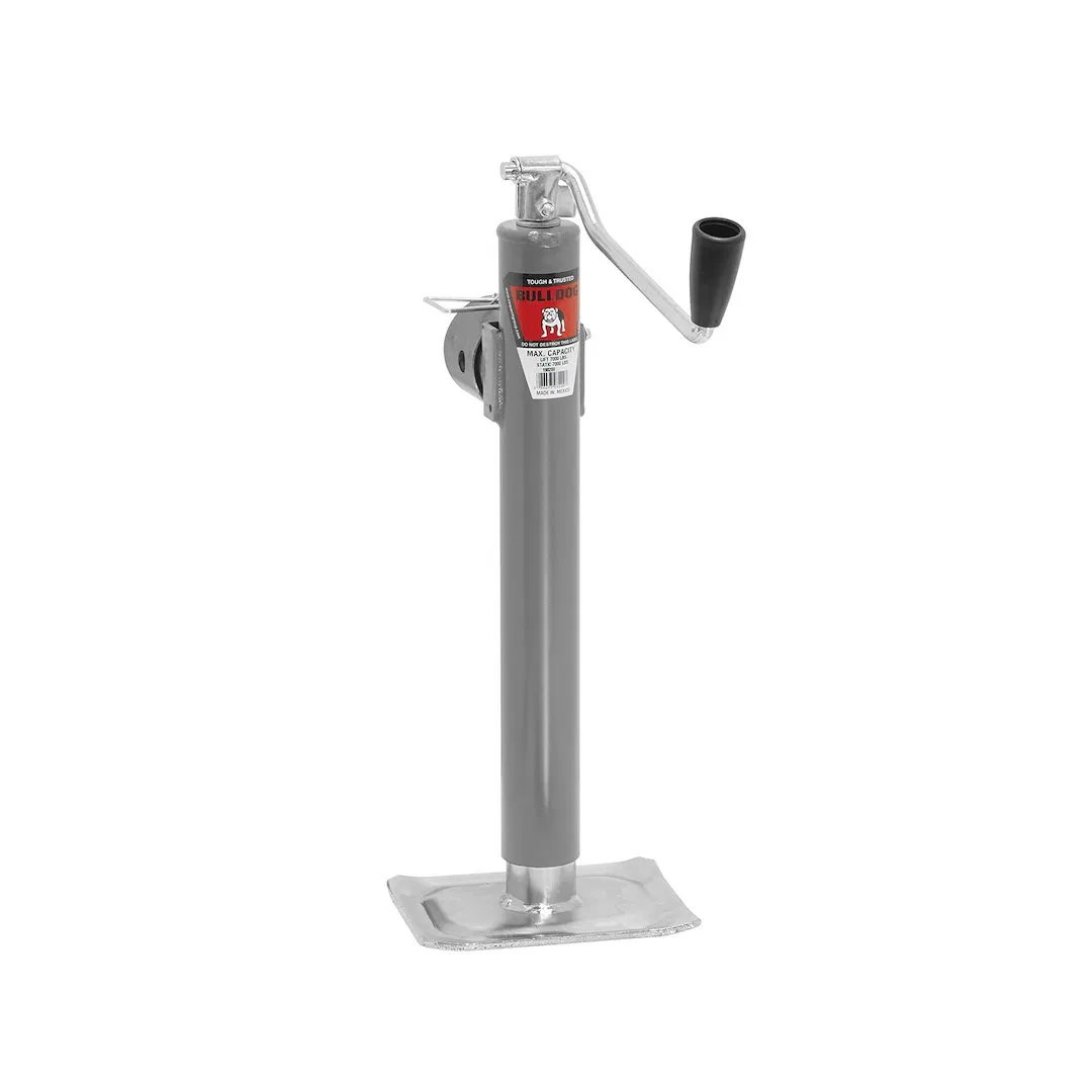 198200 – BULLDOG/FULT Trailer Tongue Jack, Manual Round Topwind Swivel Jack 7000 Pound Lift Capacity 15 Inch Travel 1...